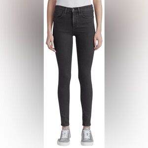 Rag & Bone Jeans Skinny Black Bruin 25 Gray High Rise Stretch Raw Hem Crop Capri